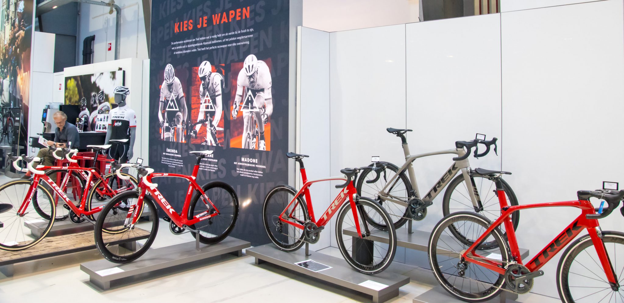 Ook de fans van racefietsen kunnen hun hart ophalen op Trek World met het complete palet van de racemodellen Madone, Domane en Émonda. En uiteraard de Speed Concept, een fiets waarop Fabian Cancellara goud won in RIo.